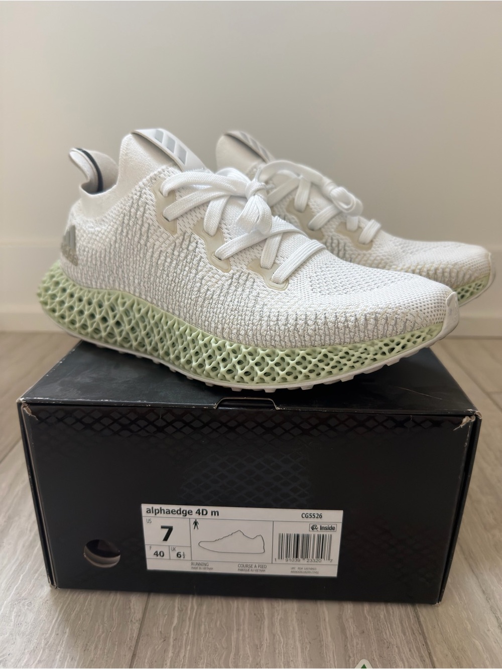 adidas Alphaedge 4D White CG5526 in
Footwear White/Grey 2/Core Black, size 7